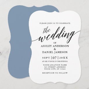 Invitación Moderno y elegante caligrafía Boda Dusty Blue