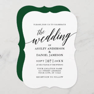 Invitación Moderno y elegante caligrafía Boda Verde