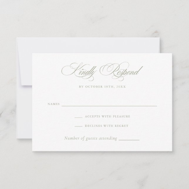 Invitación Moderno y elegante caligrafía Script Wedding RSVP (Anverso)