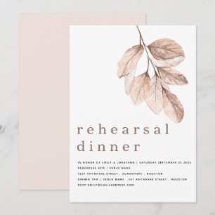 Invitación Moderno y elegante cena de Rubor Leaf