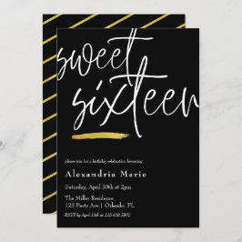 Invitación Moderno y elegante cepillo de oro dulce 16 cumplea
