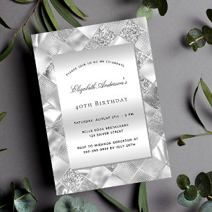 Invitación Moderno y elegante cumpleaños de plata