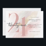 Invitación Moderno y elegante cumpleaños número 21<br><div class="desc">Moderna invitación minimalista de 21 años con un diseño sencillo con tipografía de moda y escritura elegante.</div>