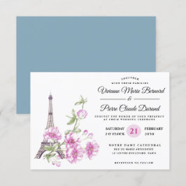 Invitación Moderno y elegante destino floral Torre Eiffel