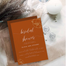 Invitación Moderno y elegante ducha de novia roja de otoño