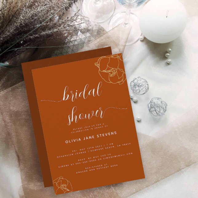 Invitación Moderno y elegante ducha de novia roja de otoño (Subido por el creador)