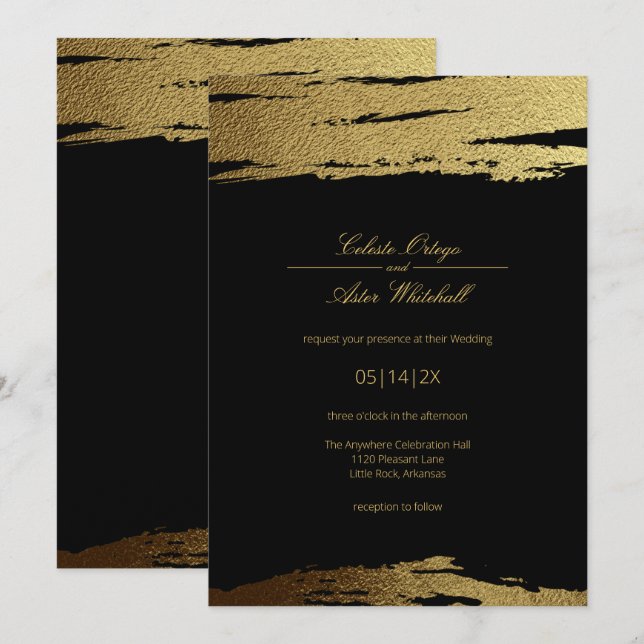 Invitación Moderno y elegante estilo negro y falso Relieve me (Anverso / Reverso)