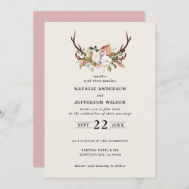 Invitación Moderno y elegante estilo rústico de color rosa in