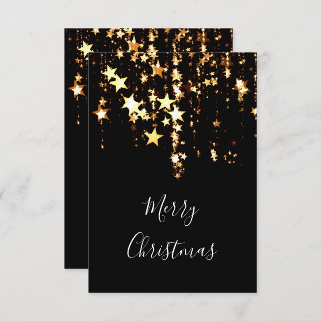 Invitación moderno y elegante Estrellas de oro de Navidad (Anverso / Reverso)