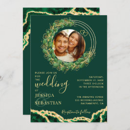 Invitación Moderno y elegante Eucalipto Agate Emerald Boda