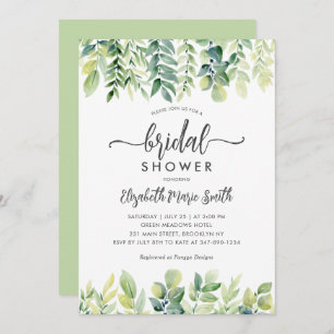 Invitación Moderno y elegante Eucalyptus Greenery Ducha Brida