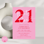 Invitación Moderno y elegante Fiesta de cumpleaños 21 de colo<br><div class="desc">Celebra con estilo nuestra elegante y moderna invitación a la fiesta de cumpleaños 21. Con una combinación audaz de tonos rosas y rojos, esta invitación a la moda marca el tono perfecto para una celebración sofisticada y divertida. La elegante tipografía y los elegantes acentos hacen que sea una forma atractiva...</div>