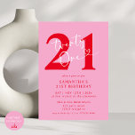 Invitación Moderno y elegante Fiesta de cumpleaños 21 de colo<br><div class="desc">Celebra con estilo nuestra elegante y moderna invitación a la fiesta de cumpleaños 21. Con una combinación audaz de tonos rosas y rojos, esta invitación a la moda marca el tono perfecto para una celebración sofisticada y divertida. La elegante tipografía y los elegantes acentos hacen que sea una forma atractiva...</div>