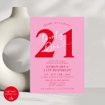 Invitación Moderno y elegante Fiesta de cumpleaños 21 de colo<br><div class="desc">Celebra con estilo nuestra elegante y moderna invitación a la fiesta de cumpleaños 21. Con una combinación audaz de tonos rosas y rojos, esta invitación a la moda marca el tono perfecto para una celebración sofisticada y divertida. La elegante tipografía y los elegantes acentos hacen que sea una forma atractiva...</div>