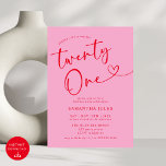 Invitación Moderno y elegante Fiesta de cumpleaños 21 de colo<br><div class="desc">Celebra con estilo nuestra elegante y moderna invitación a la fiesta de cumpleaños 21. Con una combinación audaz de tonos rosas y rojos, esta invitación a la moda marca el tono perfecto para una celebración sofisticada y divertida. La elegante tipografía y los elegantes acentos hacen que sea una forma atractiva...</div>