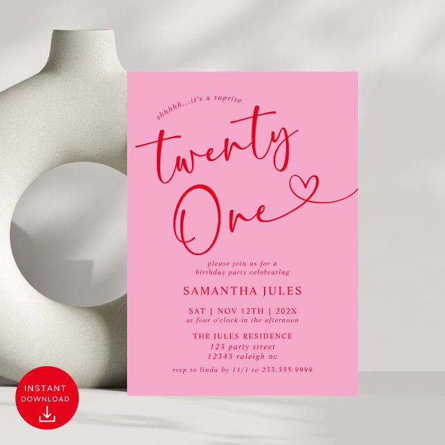 Invitación Moderno y elegante Fiesta de cumpleaños 21 de colo (Subido por el creador)