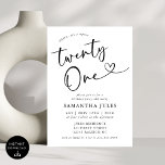 Invitación Moderno y elegante Fiesta de cumpleaños número 21<br><div class="desc">Celebra con estilo nuestra moderna y elegante invitación a la fiesta de cumpleaños 21! Con un diseño elegante con tipografía audaz y acentos sofisticados, esta invitación captura perfectamente la emoción de alcanzar un hito tan importante. Ya sea que esté planeando una moda o una celebración llena de diversión, esta invitación...</div>