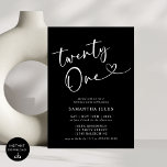 Invitación Moderno y elegante Fiesta de cumpleaños número 21<br><div class="desc">Celebra con estilo nuestra moderna y elegante invitación a la fiesta de cumpleaños 21! Con un diseño elegante con tipografía audaz y acentos sofisticados, esta invitación captura perfectamente la emoción de alcanzar un hito tan importante. Ya sea que esté planeando una moda o una celebración llena de diversión, esta invitación...</div>