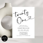 Invitación Moderno y elegante Fiesta de cumpleaños número 21<br><div class="desc">Celebra con estilo nuestra moderna y elegante invitación a la fiesta de cumpleaños 21! Con un diseño elegante con tipografía audaz y acentos sofisticados, esta invitación captura perfectamente la emoción de alcanzar un hito tan importante. Ya sea que esté planeando una moda o una celebración llena de diversión, esta invitación...</div>