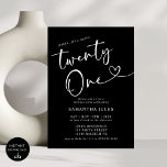 Invitación Moderno y elegante Fiesta de cumpleaños número 21<br><div class="desc">Celebra con estilo nuestra moderna y elegante invitación a la fiesta de cumpleaños 21! Con un diseño elegante con tipografía audaz y acentos sofisticados, esta invitación captura perfectamente la emoción de alcanzar un hito tan importante. Ya sea que esté planeando una moda o una celebración llena de diversión, esta invitación...</div>