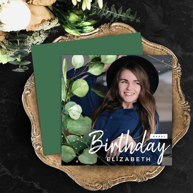 Invitación Moderno y elegante foto de cumpleaños Eucalyptus (Subido por el creador)