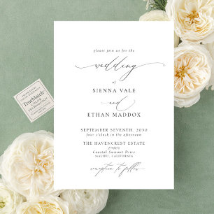 Invitación Moderno y elegante guión Minimalista simple Boda
