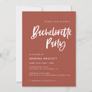 Invitación Moderno y elegante ladrillo quemado Bachelorette P