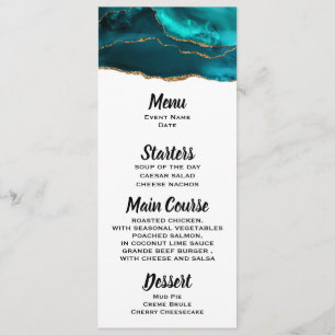 Invitación Moderno y elegante menú Agate Verde azulado y cint
