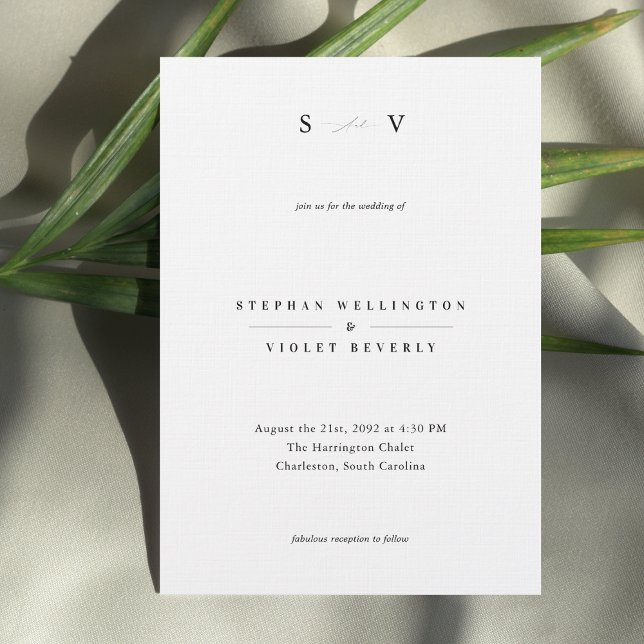 Invitación Moderno y elegante Monograma Boda blanco y negro (Subido por el creador)
