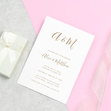 Moderno y elegante Monograma Boda de oro