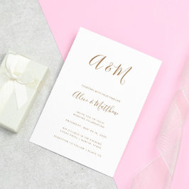 Invitación Moderno y elegante Monograma Boda de oro