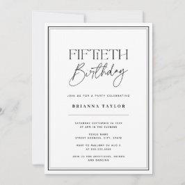 Invitación Moderno y elegante negro y blanco 50 cumpleaños