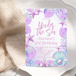 Invitación Moderno y elegante Océano Tercer Fiesta Chica de c