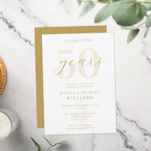 Invitación Moderno y elegante Oro 50 Aniversario del Boda