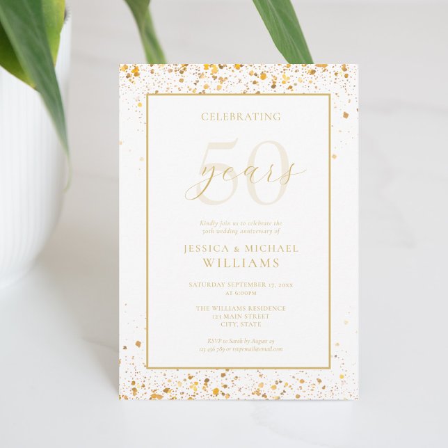Invitación Moderno y elegante Oro 50 Aniversario del Boda (Subido por el creador)