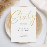 Invitación Moderno y elegante Oro 60 cumpleaños<br><div class="desc">Crea tus propias invitaciones personalizadas de cumpleaños número 60 con tipografía de escritura minimalista en color oro.</div>