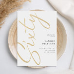 Invitación Moderno y elegante Oro 60 cumpleaños<br><div class="desc">Crea tus propias invitaciones personalizadas de cumpleaños número 60 con tipografía de escritura minimalista en color oro.</div>