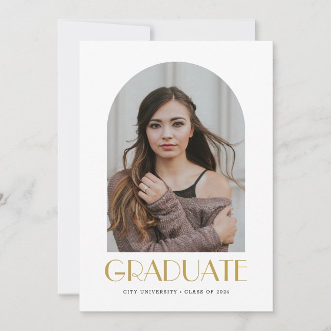 Invitación Moderno y elegante Partido de Graduación Blanca de (Anverso)