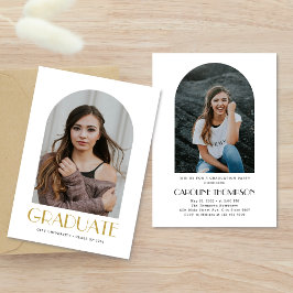 Invitación Moderno y elegante Partido de Graduación Blanca de