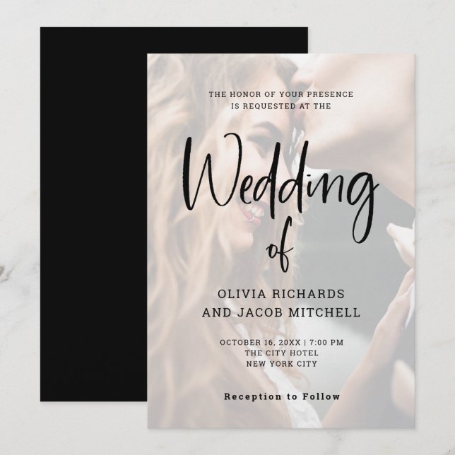 Invitación Moderno y elegante| Personalizado Boda fotográfico (Anverso / Reverso)