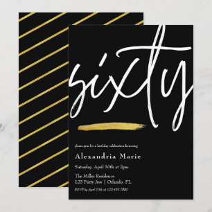 Invitación Moderno y elegante pincel de oro 60 cumpleaños