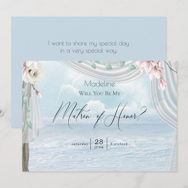 Invitación Moderno y elegante puerto de playa sé mi atrón de  (Anverso / Reverso)