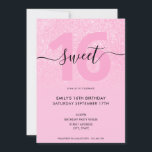 Invitación Moderno y elegante Purpurina rosa Rubor Sweet 16<br><div class="desc">Elegante Purpurina Rosa Moderno Dulce 16 Invitación. Diseño de plantilla de invitación para 16 años minimalista con letra de guión con letras a mano y elegante letra de caligrafía y brillo de purpurina arbush rosa.</div>