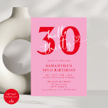 Invitación Moderno y elegante rojo rosa Hola 30 Fiesta de cum<br><div class="desc">Celebra tu hito con estilo usando nuestra invitación a la fiesta de cumpleaños 30 de Modern Elegant Pink y Red Hello. Con una vibrante mezcla de tonos rosados y rojos, esta moda y un sofisticado diseño captan perfectamente la emoción de cumplir 30 años. Con tipografía elegante y acentos modernos, esta...</div>