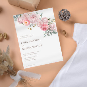 Invitación Moderno y elegante Rosa  Boda floral