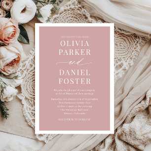 Invitación Moderno y elegante Rosa Boda Minimalista