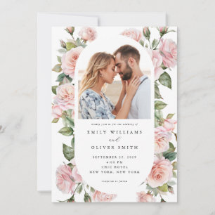 Invitación Moderno y elegante Rosa de Rubor Boda de fotografí