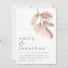 Invitación Moderno y elegante Rubor deja Boda