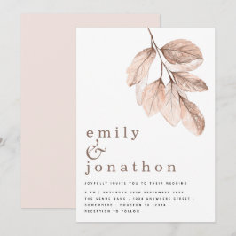 Invitación Moderno y elegante Rubor deja Boda