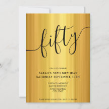 Moderno y elegante Script Gold 50 cumpleaños